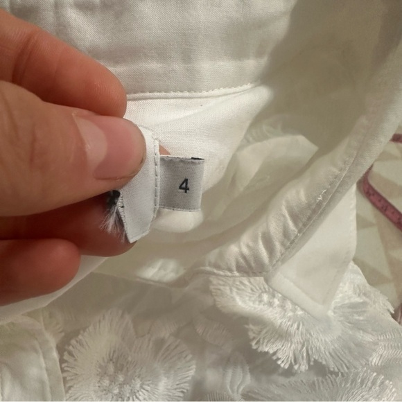 Tanya Taylor white collared floral short sleeve button down twist front top - Picture 5 of 5